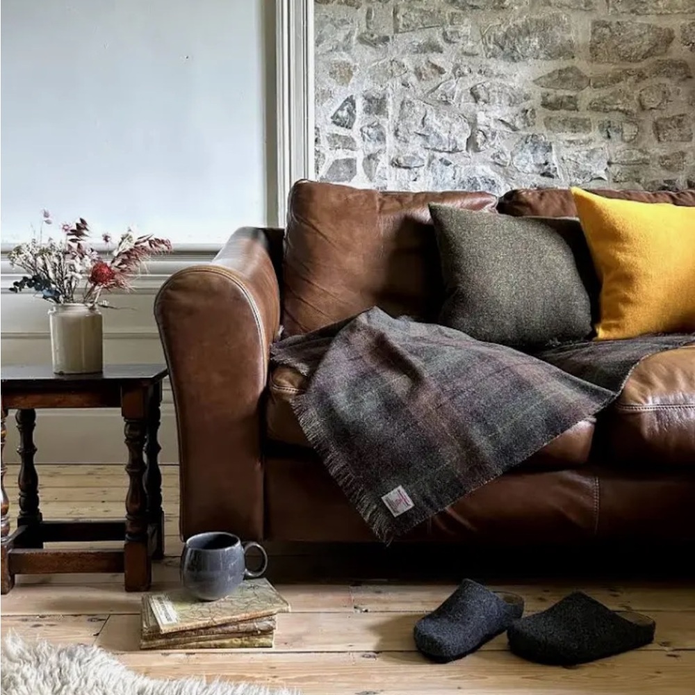 Cozy Wool Lap / Baby Blanket - Brown Cream Plaid from New Zealand